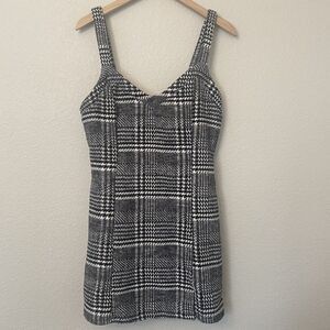The Free Yoga Plaid Mini Women’s Black & White Dress Sz M NWT